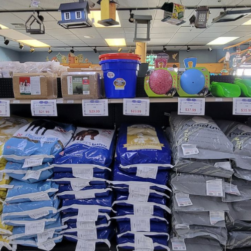 Feed and supplies inside of Reber Ranch