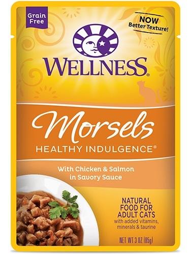 Wellness Healthy Indulgence Natural Grain Free Morsels with Chicken and Salmon in Savory Sauce Cat Food Pouch