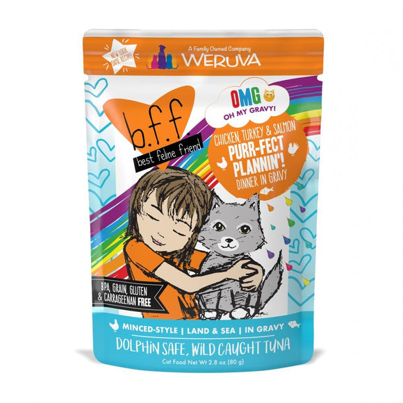 Weruva BFF Oh My Gravy Purr-Fect Plannin Grain Free Chicken, Tuna, & Salmon in Gravy Wet Cat Food Pouch