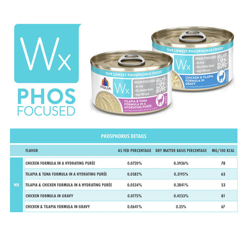 Weruva Wx Phos Focused  Tilapia & Tuna Formula in a Hydrating Purée Cat Food (3.0 oz case of 12)