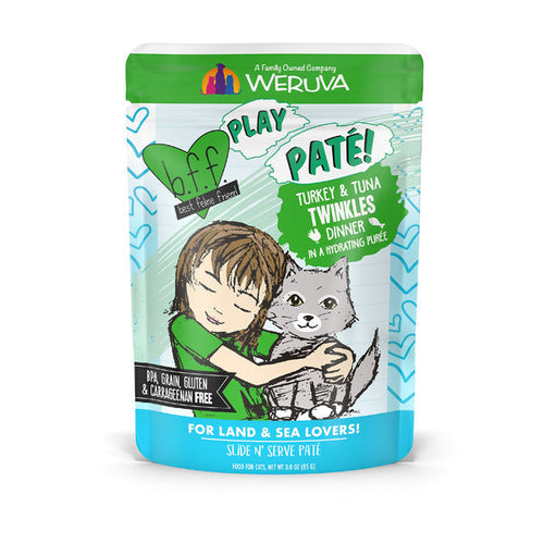 Weruva B.F.F. PLAY PATÉ! Turkey & Tuna Twinkles Dinner in a Hydrating Purée Cat Food (3.0 Oz - 12pk)