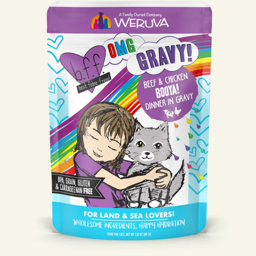 Weruva BFF Oh My Gravy Booya Grain Free Beef & Chicken in Gravy Cat Food Pouch (2.8-oz, single)