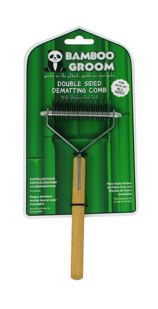 Bamboo Groom Double Sided Dematting Comb with Stainless Steel Teeth