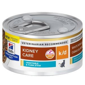 Hill's Prescription Diet k/d Kidney Care Vegetable, Tuna & Rice Stew Canned Cat Food, 2.9 oz