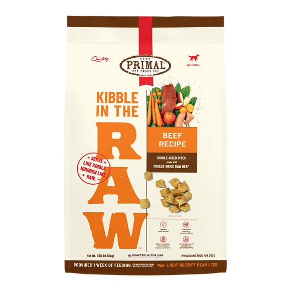 Primal Pet Foods Kibble in the Raw Beef Recipe for Dogs