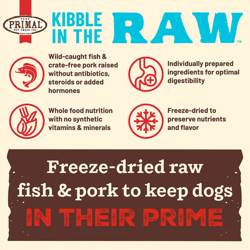 Primal Pet Foods Kibble in the Raw Fish & Pork Recipe for Dogs (1.5 LB)