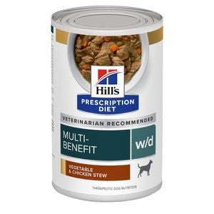 Hill's Prescription Diet w/d Multi-Benefit Digestive/Weight/Glucose/Urinary Management Vegetable & Chicken Stew Canned Dog Food, 12.5 oz can