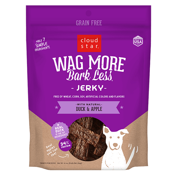 Cloud Star Wag More Bark Less Jerky: Duck & Apple Dog Treats (10-oz)