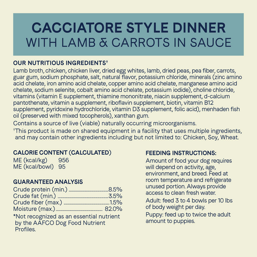 Canidae PURE Petite Grain Free, Limited Ingredient, Small Breed Wet Dog Food, Morsels Lamb and Carrots (3.5-oz, single cup)