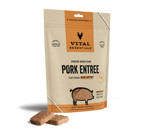 Vital Essentials Pork Freeze-Dried Raw Entrée Cat Food Mini Patties