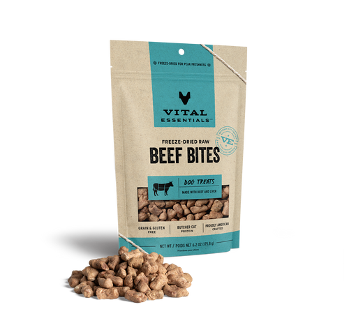 Vital Essentials Freeze Dried Raw Beef Bites Dog Treats