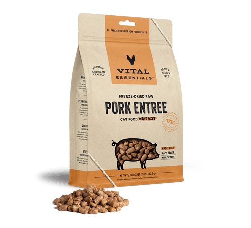 Vital Essentials Freeze-Dried Raw Pork Entree Mini Nibs Cat Food (12 Oz)