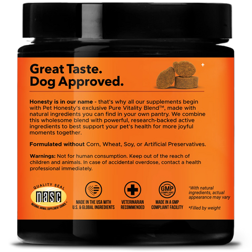 Pet Honesty Hip + Joint Health Max Strength Bacon Flavor for Dogs
