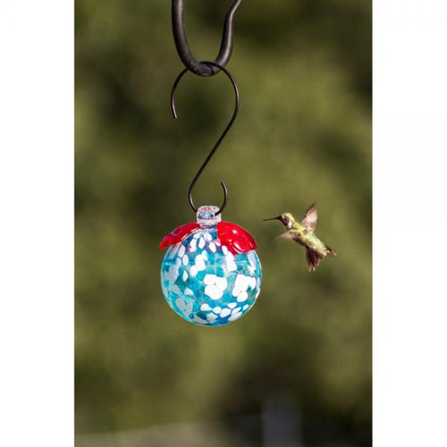 Gift Essentials Blue & White Glass Hummingbird Feeder