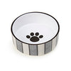 PetRageous 5 Pinstripe Gray Black Stoneware Bowl
