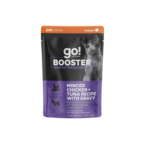 Petcurean Go! Solutions Booster Minced Chicken + Tuna with Gravy for Weight Management Wet Cat Food