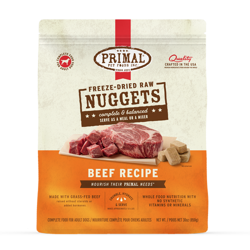 Primal Freeze-Dried Raw Nuggets Dog Food Beef Recipe