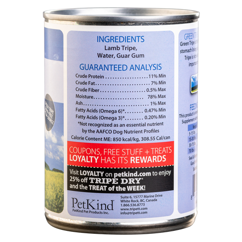 PetKind New Zealand Green Lamb Tripe Tripett Canned Dog Food