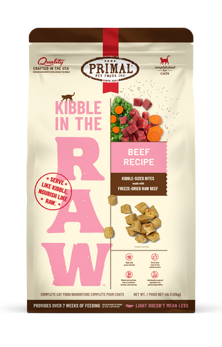 Primal Pet Foods Feline Kibble in the Raw Cat Food Beef Recipe