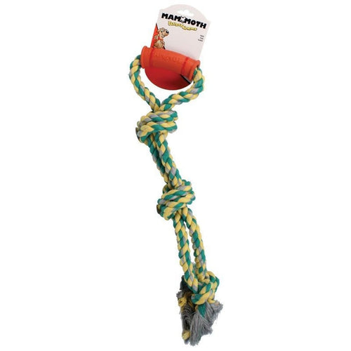 MAMMOTH FLOSSY CHEW TWIN TUG W/RUBBER HANDLE (20 IN, MULTI)